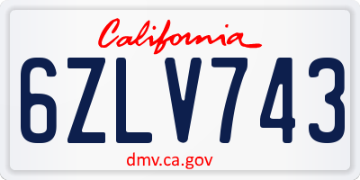 CA license plate 6ZLV743