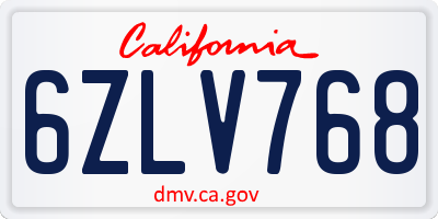 CA license plate 6ZLV768