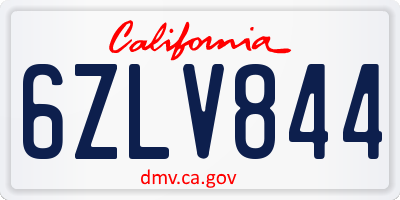CA license plate 6ZLV844