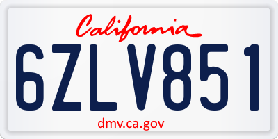 CA license plate 6ZLV851