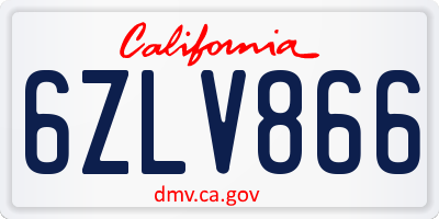 CA license plate 6ZLV866