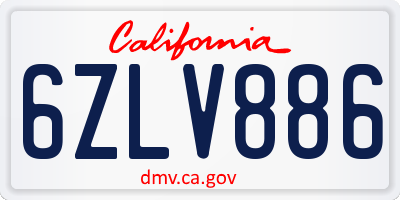 CA license plate 6ZLV886