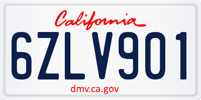 CA license plate 6ZLV901