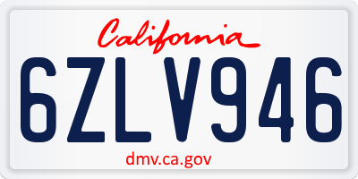 CA license plate 6ZLV946