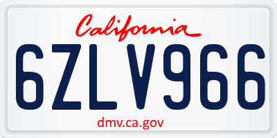 CA license plate 6ZLV966