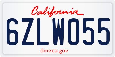 CA license plate 6ZLW055
