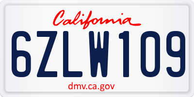CA license plate 6ZLW109