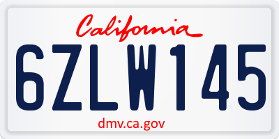 CA license plate 6ZLW145