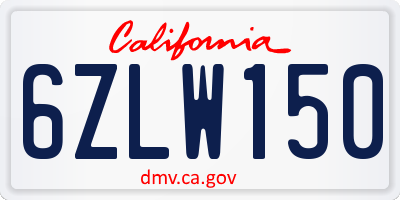 CA license plate 6ZLW150