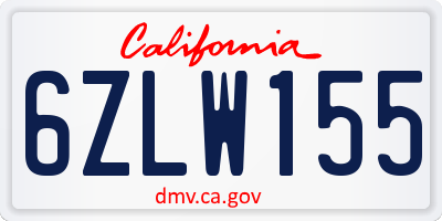 CA license plate 6ZLW155