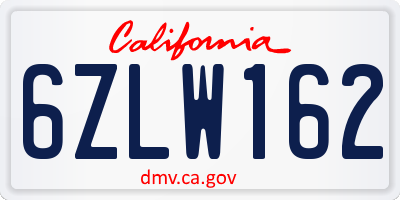 CA license plate 6ZLW162