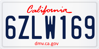 CA license plate 6ZLW169