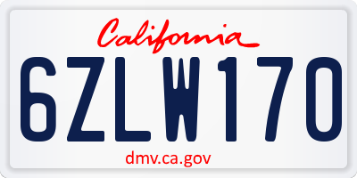 CA license plate 6ZLW170