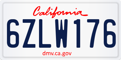 CA license plate 6ZLW176