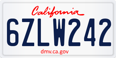 CA license plate 6ZLW242