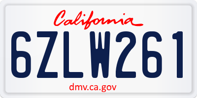 CA license plate 6ZLW261