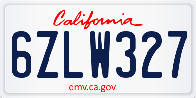 CA license plate 6ZLW327