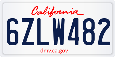 CA license plate 6ZLW482