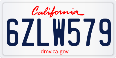 CA license plate 6ZLW579