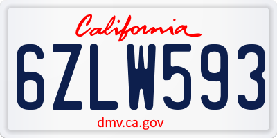 CA license plate 6ZLW593