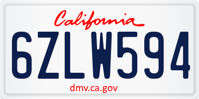 CA license plate 6ZLW594