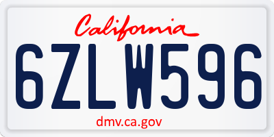 CA license plate 6ZLW596