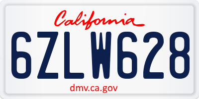 CA license plate 6ZLW628