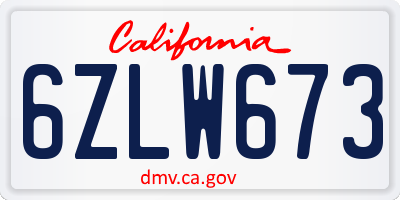 CA license plate 6ZLW673