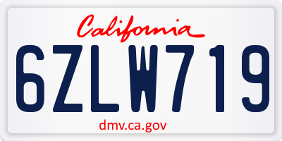 CA license plate 6ZLW719
