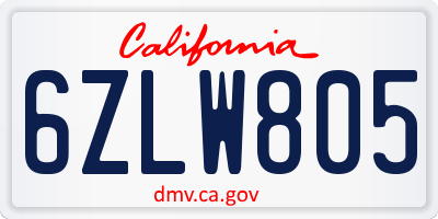 CA license plate 6ZLW805