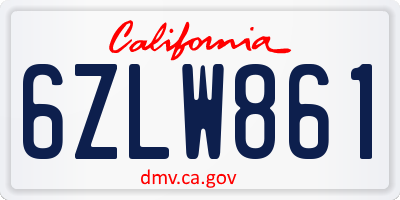 CA license plate 6ZLW861