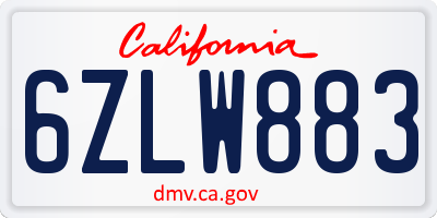 CA license plate 6ZLW883