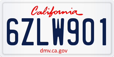 CA license plate 6ZLW901