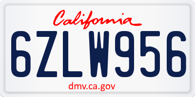 CA license plate 6ZLW956