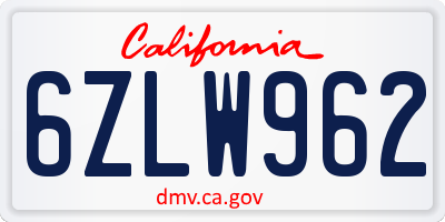 CA license plate 6ZLW962