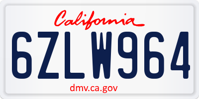 CA license plate 6ZLW964