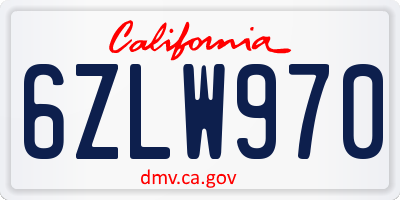 CA license plate 6ZLW970
