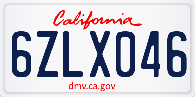 CA license plate 6ZLX046