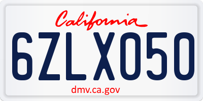 CA license plate 6ZLX050