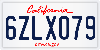 CA license plate 6ZLX079