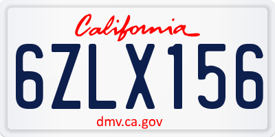 CA license plate 6ZLX156