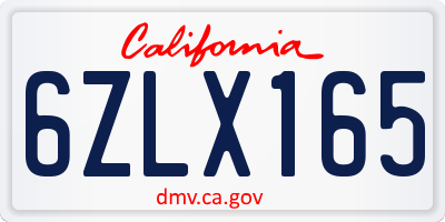 CA license plate 6ZLX165