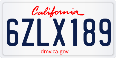 CA license plate 6ZLX189