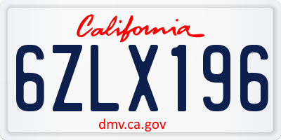 CA license plate 6ZLX196