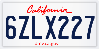 CA license plate 6ZLX227