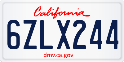 CA license plate 6ZLX244