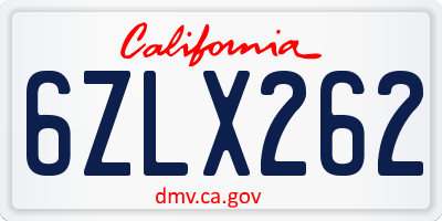 CA license plate 6ZLX262