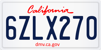 CA license plate 6ZLX270