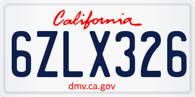CA license plate 6ZLX326
