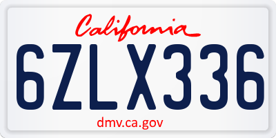 CA license plate 6ZLX336